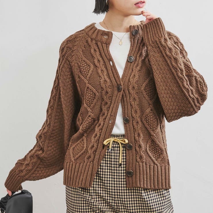 洗える］ケーブル縄編みカーディガン[品番：COEW0003590]｜coen【women