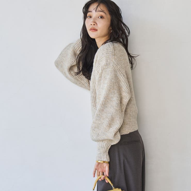 MIXラメアゼ編みニットカーディガン（WEB限定カラー）[品番