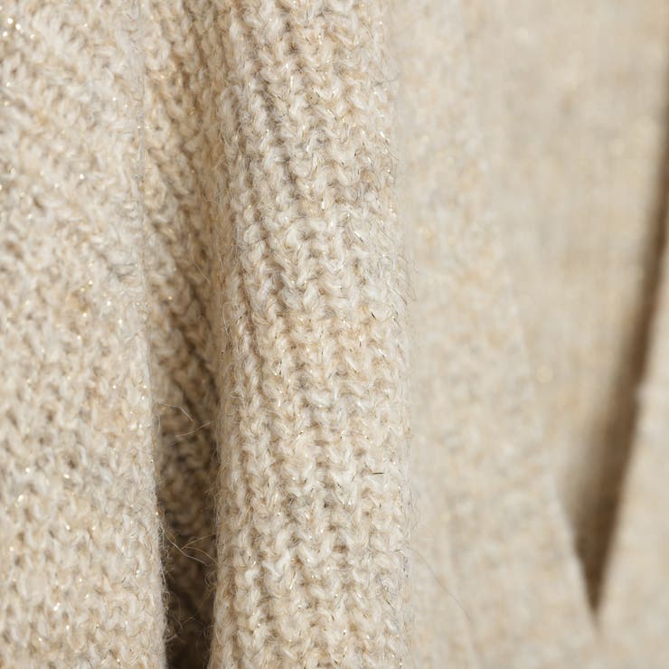 MIXラメアゼ編みニットカーディガン（WEB限定カラー）[品番