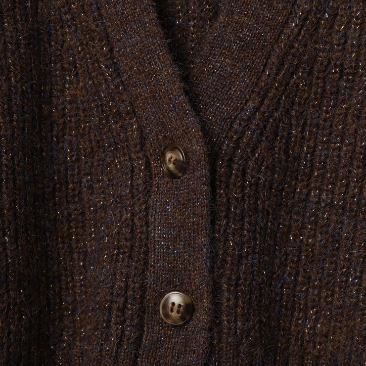 MIXラメアゼ編みニットカーディガン（WEB限定カラー）[品番