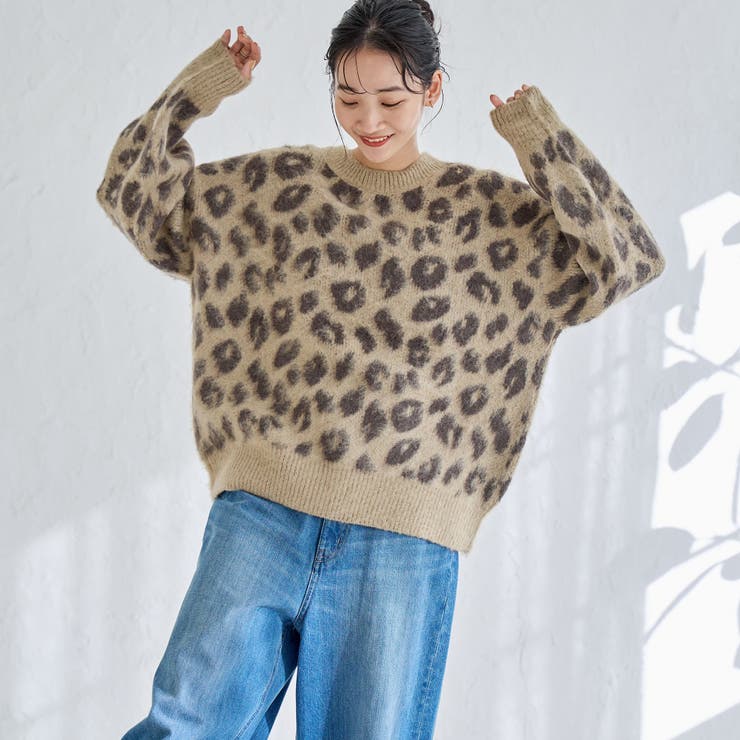 BEIGE | 2WAYレオパードシャギーニット | coen【women】