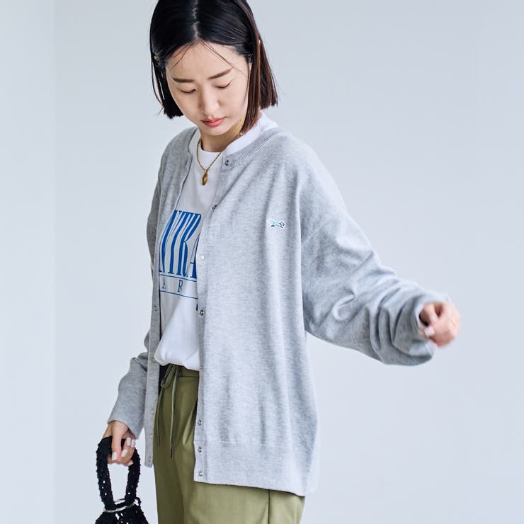PENNEYS（ぺニーズ）別注天竺ニットスナップカーディガン(グレー)[品番