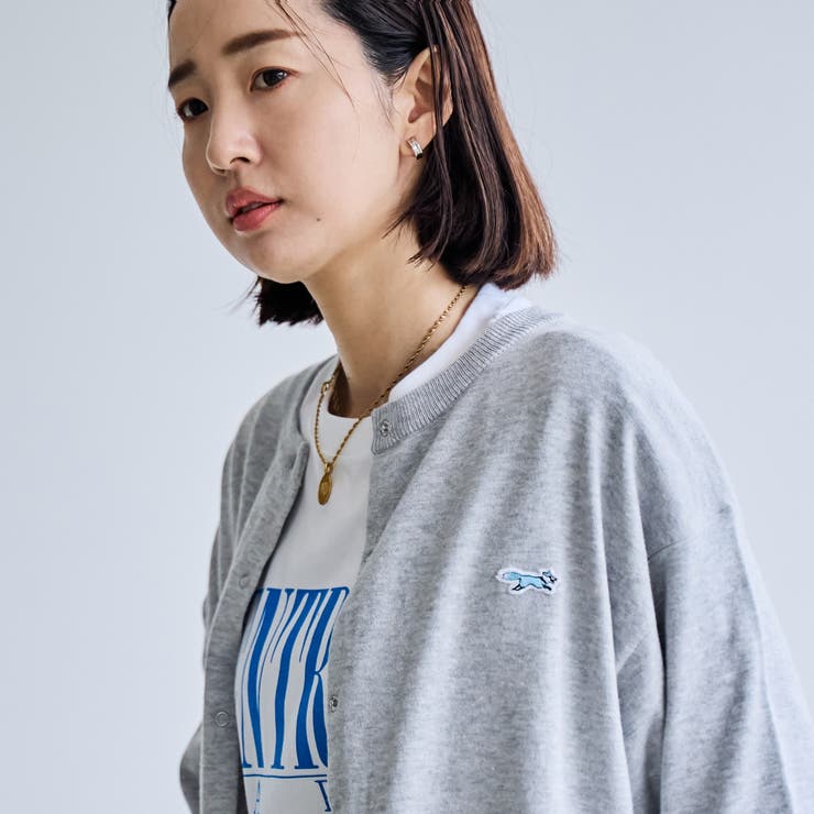 PENNEYS（ぺニーズ）別注天竺ニットスナップカーディガン(グレー)[品番