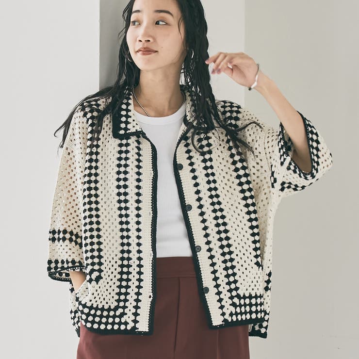 クロシェ編みポロカーディガン | coen【women】 | 詳細画像3 