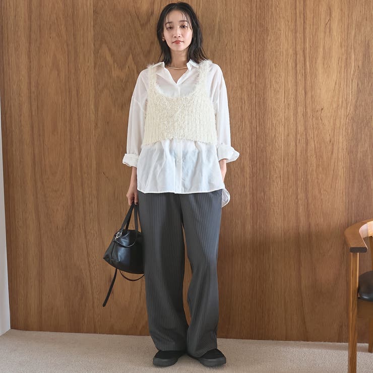 【新柄登場/ストレッチ】とろさらストライプイージーワイドパンツ | coen【women】 | 詳細画像2 