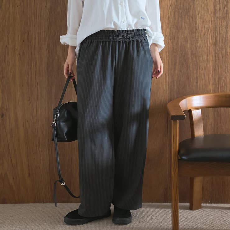 【新柄登場/ストレッチ】とろさらストライプイージーワイドパンツ | coen【women】 | 詳細画像5 