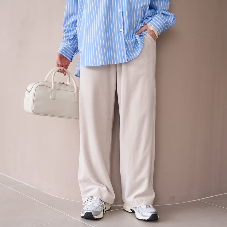 NATURAL | フェレットライクベロアイージーワイドパンツ | coen【women】