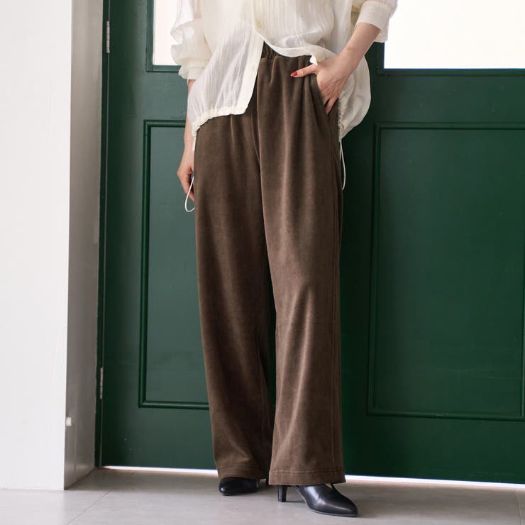 MD.BROWN | フェレットライクベロアイージーワイドパンツ | coen【women】