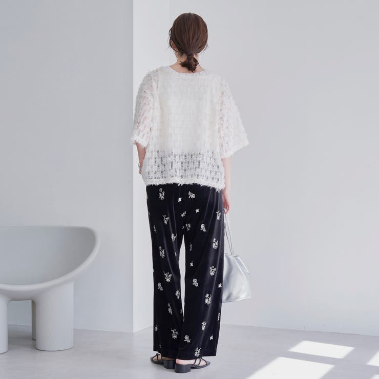フラワー刺繍イージーワイドパンツ[品番：COEW0007496]｜coen【women