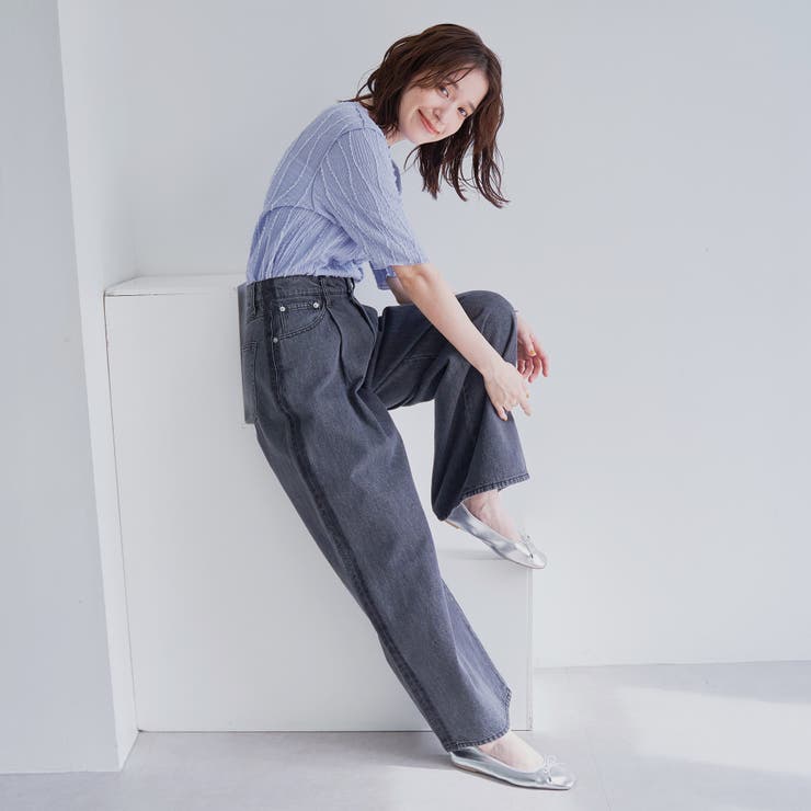 サイドライン タックワイドデニムパンツ | coen【women】 | 詳細画像8 