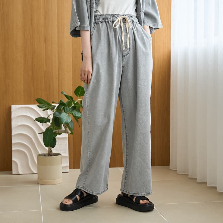 【新色 WEB限定カラーあり】コットンレーヨンデニムワイドパンツ（インフルエンサ… | coen【women】 | 詳細画像1 
