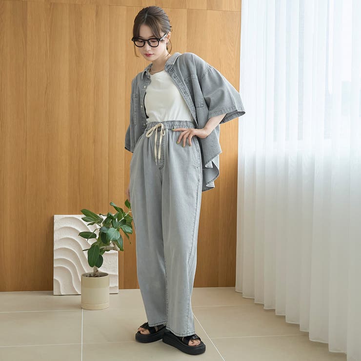 【新色 WEB限定カラーあり】コットンレーヨンデニムワイドパンツ（インフルエンサ… | coen【women】 | 詳細画像2 
