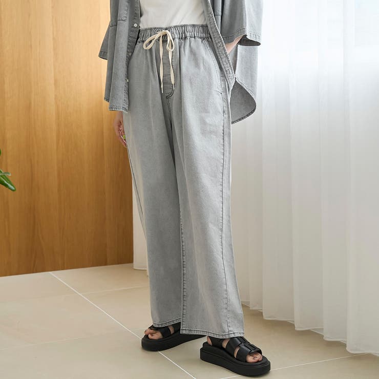 【新色 WEB限定カラーあり】コットンレーヨンデニムワイドパンツ（インフルエンサ… | coen【women】 | 詳細画像4 