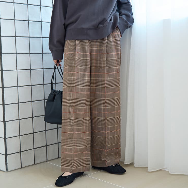 【定番】イージービューティーチェックワイドパンツ（WEB限定サイズあり） | coen【women】 | 詳細画像10 
