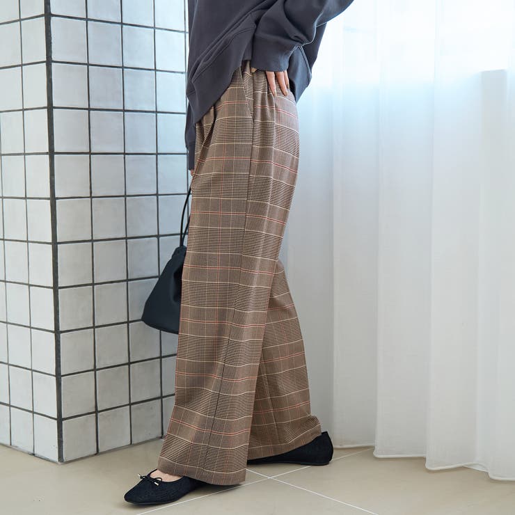 【定番】イージービューティーチェックワイドパンツ（WEB限定サイズあり） | coen【women】 | 詳細画像11 
