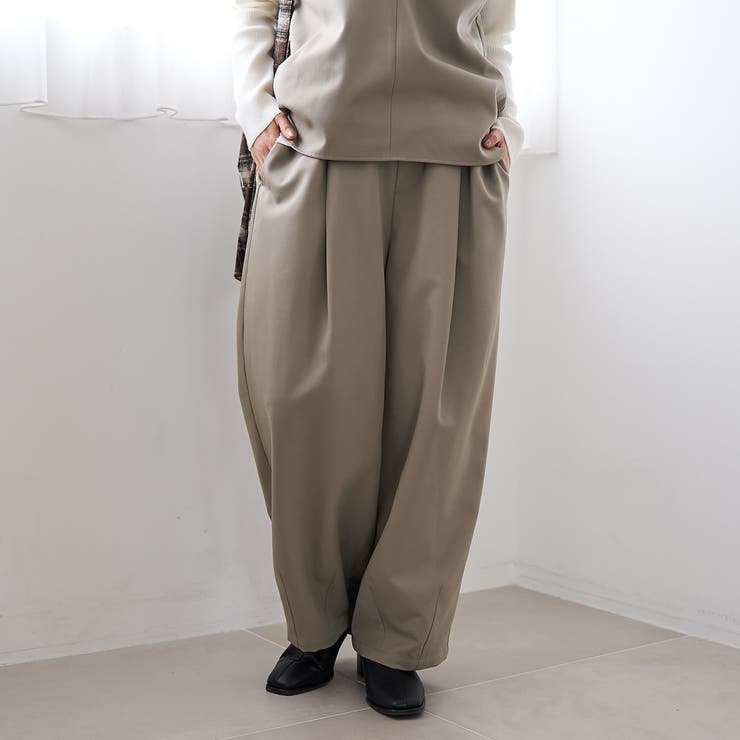 BEIGE | ウールライク裏起毛イージーカーブパンツ | coen【women】