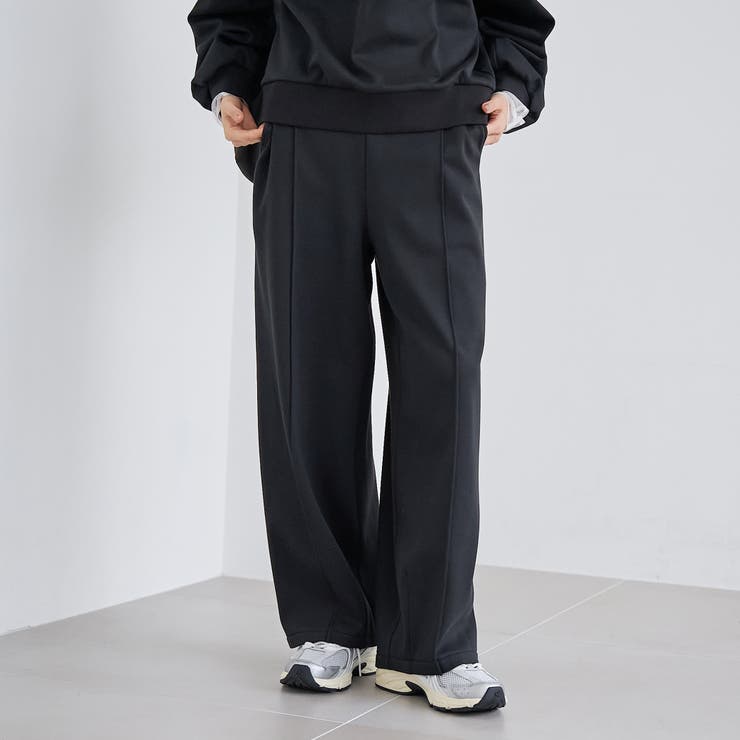 BLACK | 【REVERSE WARM】あったかスウェット ワイドカーブパンツ | coen【women】