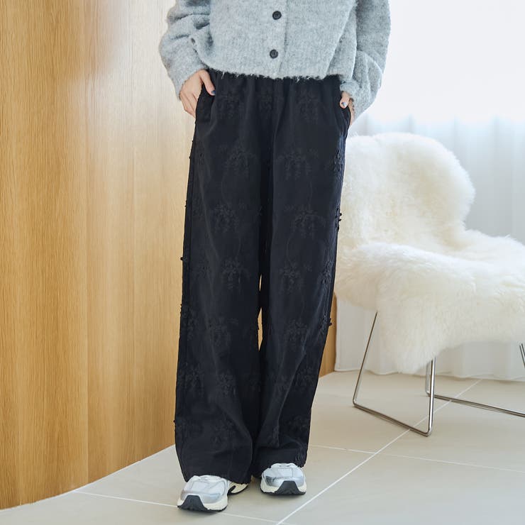 3Dフラワー刺繍 コーデュロイイージーワイドパンツ | coen【women】 | 詳細画像2 