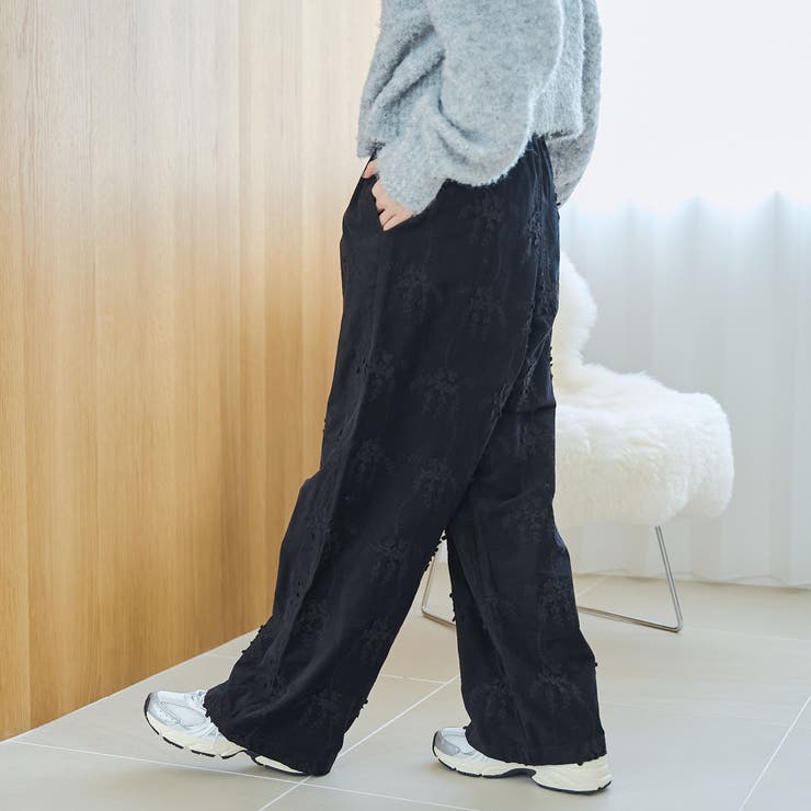 3Dフラワー刺繍 コーデュロイイージーワイドパンツ | coen【women】 | 詳細画像3 