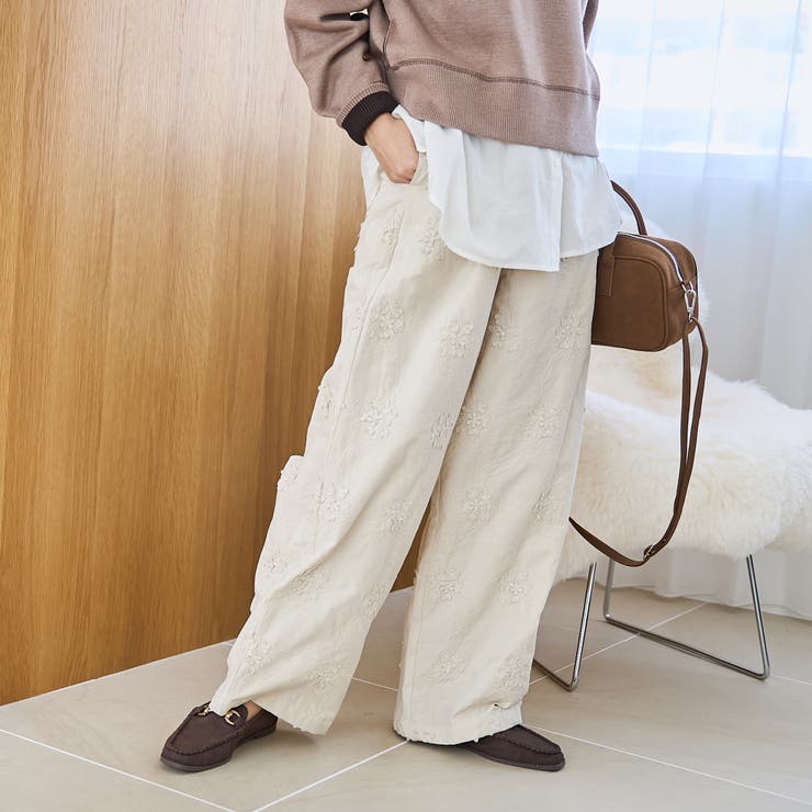 3Dフラワー刺繍 コーデュロイイージーワイドパンツ | coen【women】 | 詳細画像9 