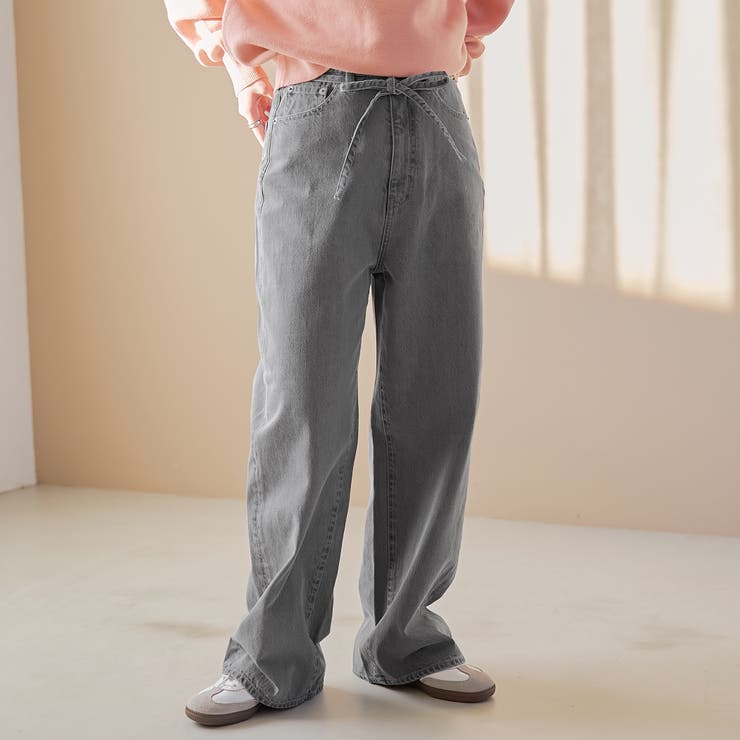 ウエストリボン ワイドストレートデニムパンツ | coen【women】 | 詳細画像1 