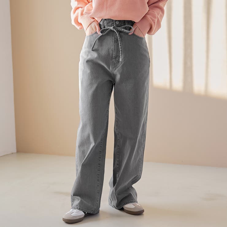 ウエストリボン ワイドストレートデニムパンツ | coen【women】 | 詳細画像3 