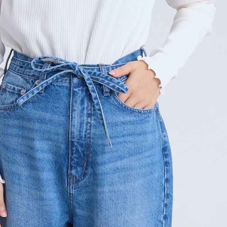 ウエストリボン ワイドストレートデニムパンツ | coen【women】 | 詳細画像30 