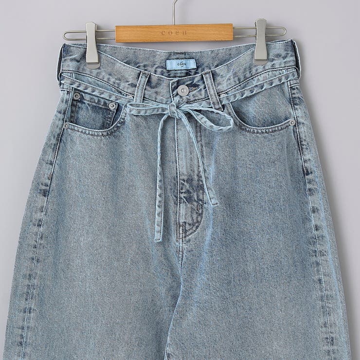 ウエストリボン ワイドストレートデニムパンツ | coen【women】 | 詳細画像35 