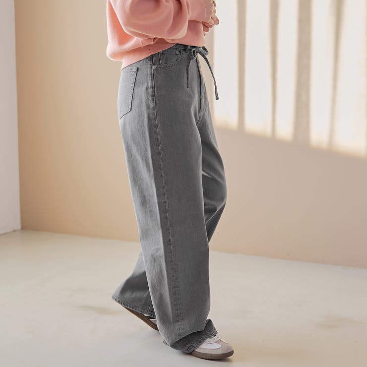 ウエストリボン ワイドストレートデニムパンツ | coen【women】 | 詳細画像4 