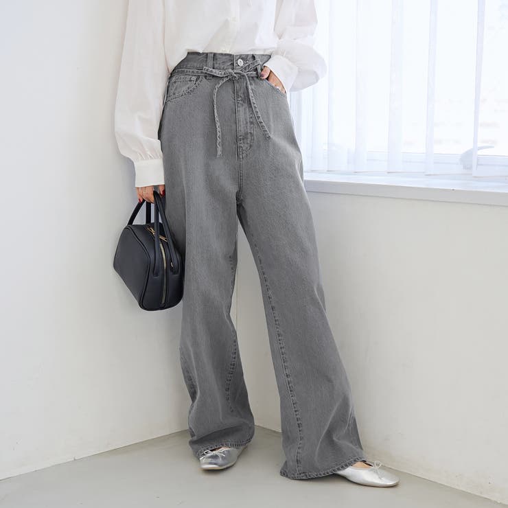 ウエストリボン ワイドストレートデニムパンツ | coen【women】 | 詳細画像7 