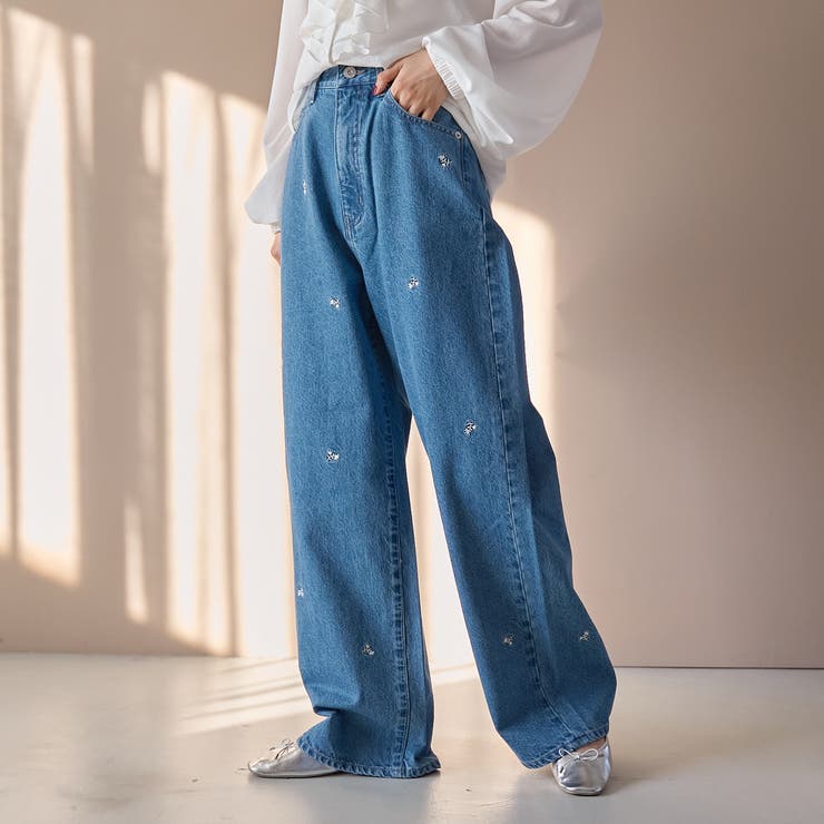 花柄刺繍 ワイドストレートデニムパンツ | coen【women】 | 詳細画像11 