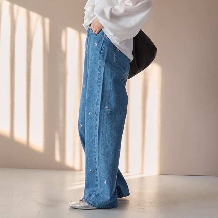 花柄刺繍 ワイドストレートデニムパンツ | coen【women】 | 詳細画像12 