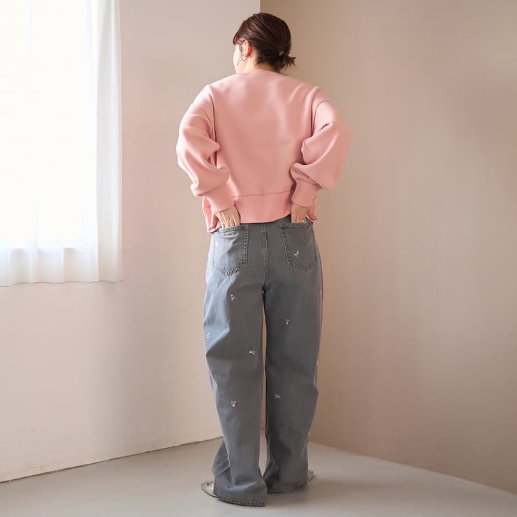 花柄刺繍 ワイドストレートデニムパンツ | coen【women】 | 詳細画像3 