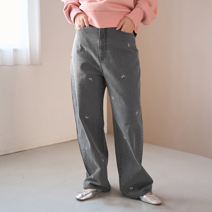 花柄刺繍 ワイドストレートデニムパンツ | coen【women】 | 詳細画像5 