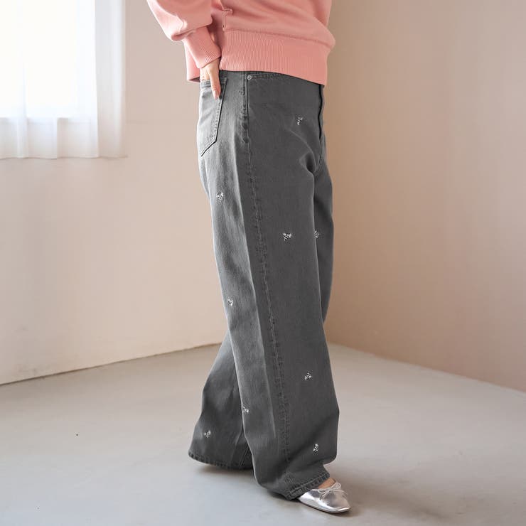 花柄刺繍 ワイドストレートデニムパンツ | coen【women】 | 詳細画像6 