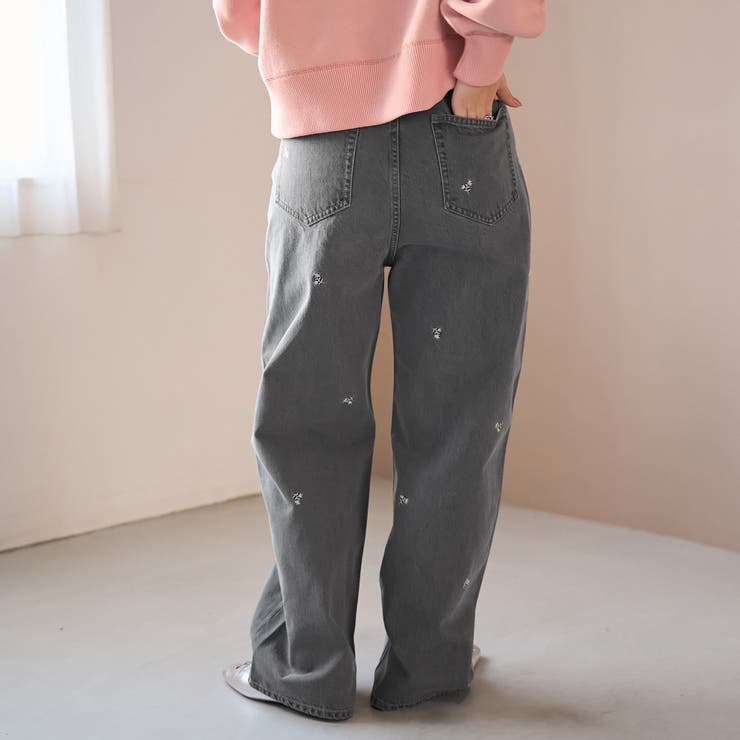 花柄刺繍 ワイドストレートデニムパンツ | coen【women】 | 詳細画像7 