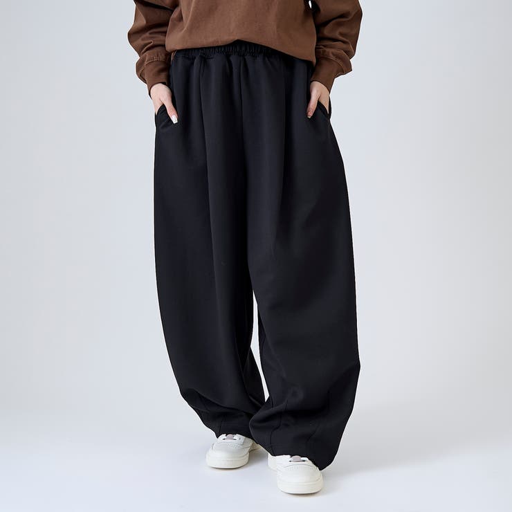 BLACK | ダンボールイージーワイド カーブスウェットパンツ | coen【women】