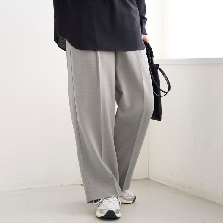 LT.GRAY | リネンタッチツータックワイドパンツ | coen【women】