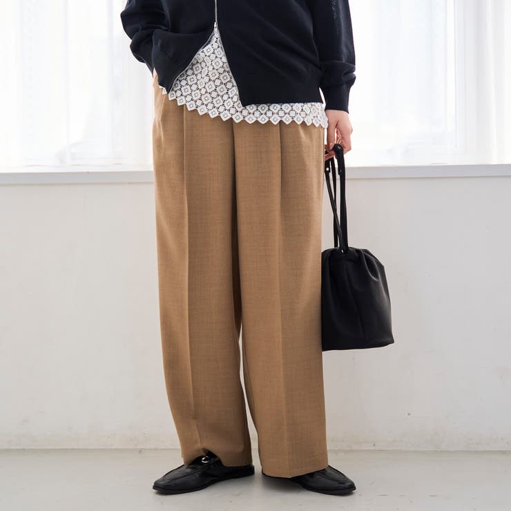 BEIGE | リネンタッチツータックワイドパンツ | coen【women】