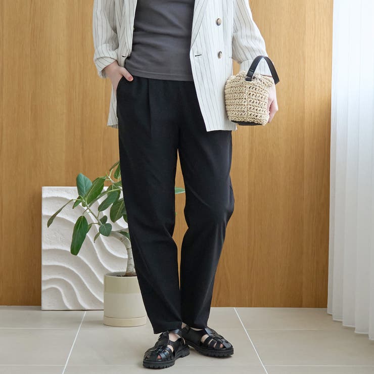BLACK | 【定番/接触冷感】イージービューティーテーパードパンツ（WEB限定サイズあり） | coen【women】