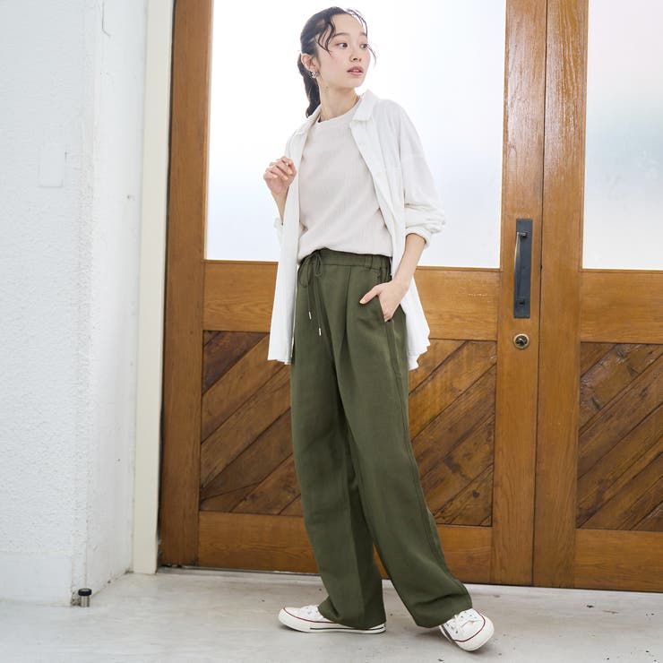 【接触冷感】リネンレーヨン ワイドストレートパンツ（WEB限定サイズあり） | coen【women】 | 詳細画像13 
