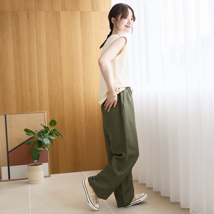 【接触冷感】リネンレーヨン ベイカーワイドパンツ（WEB限定サイズあり） | coen【women】 | 詳細画像14 