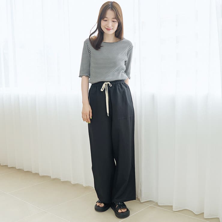 【接触冷感】リネンレーヨン ベイカーワイドパンツ（WEB限定サイズあり） | coen【women】 | 詳細画像2 