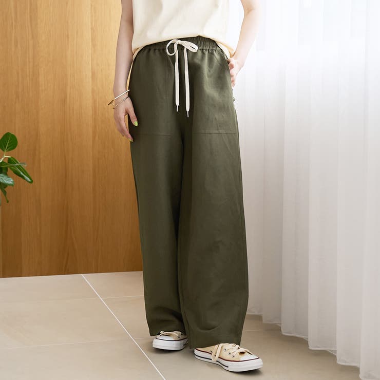 OLIVE | 【接触冷感】リネンレーヨン ベイカーワイドパンツ（WEB限定サイズあり） | coen【women】