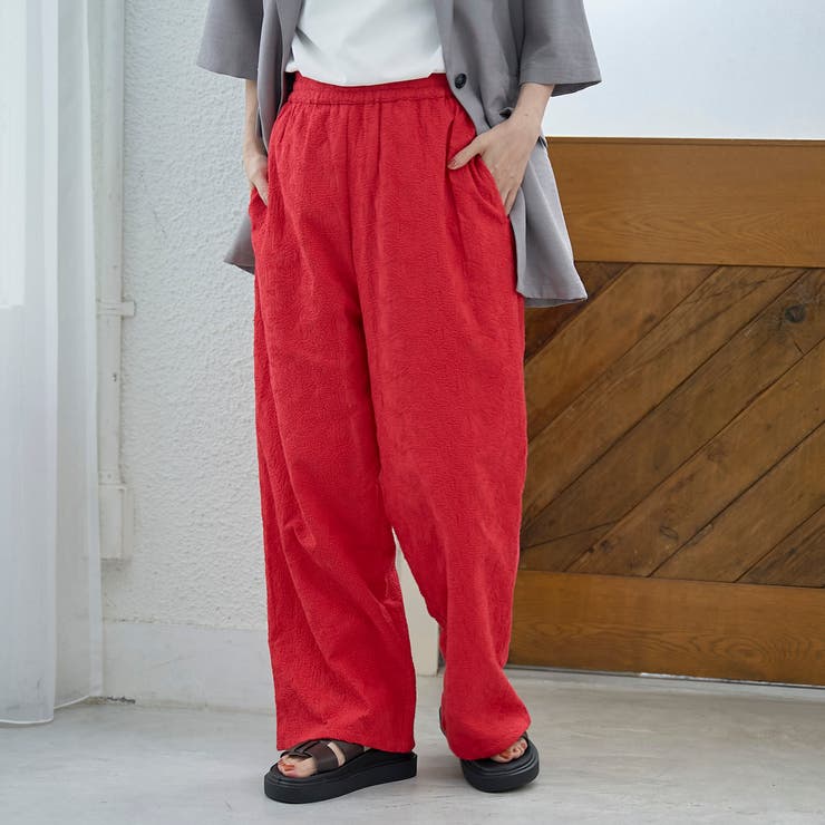 RED | 【Lipa（リパ）別注】総刺繍イージーワイドパンツ | coen【women】