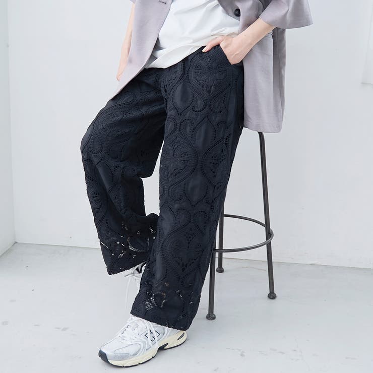 モチーフ刺繍レース イージーワイドパンツ | coen【women】 | 詳細画像1 