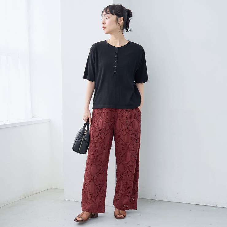 モチーフ刺繍レース イージーワイドパンツ | coen【women】 | 詳細画像16 