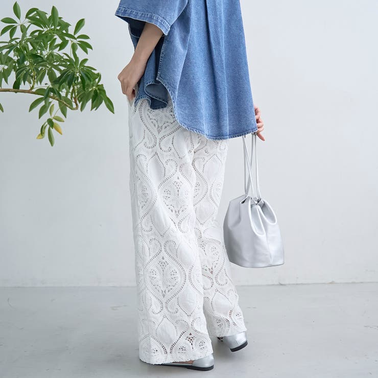 モチーフ刺繍レース イージーワイドパンツ | coen【women】 | 詳細画像5 