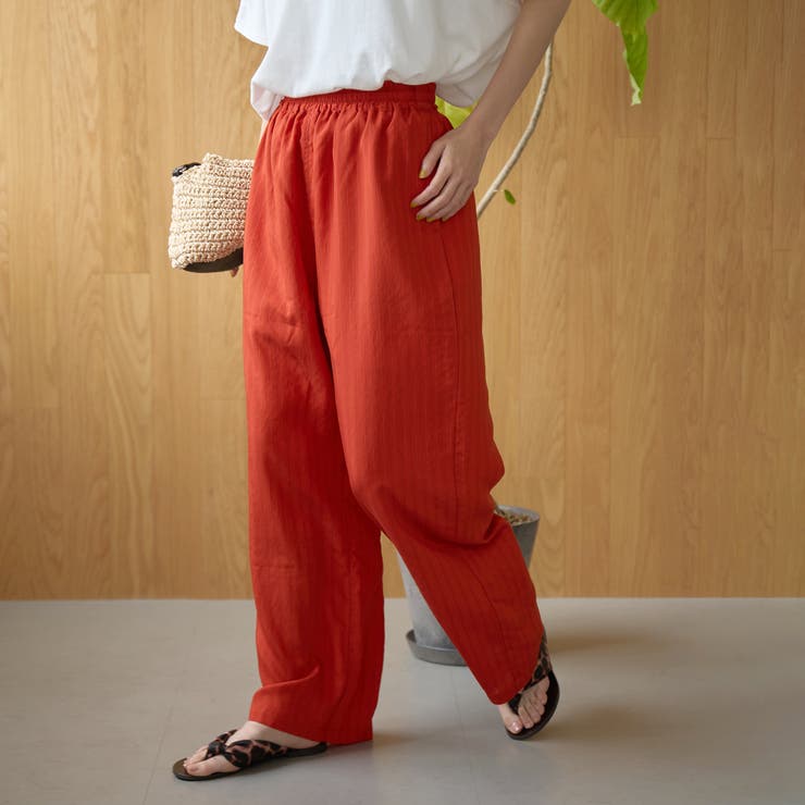 RED | ストライプイージーワイドパンツ | coen【women】