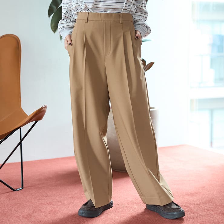 BEIGE | ウールブレンド タックワイドスラックスパンツ【インフルエンサー紹介アイテム】 | coen【women】